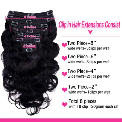 Clip-In Hair Extensions. Body Wave Clip In Hair Extensions