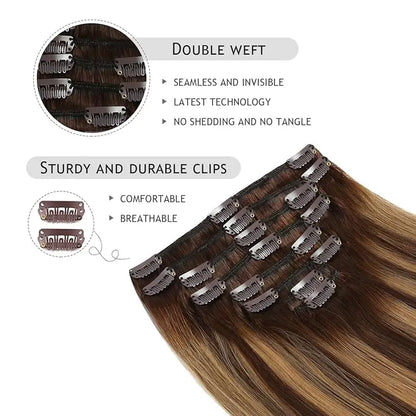 Human Hair 120G Straight Clip In Extension