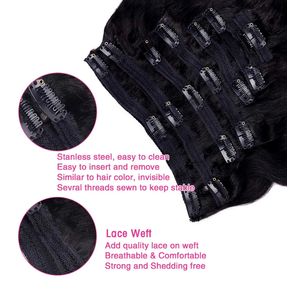 Clip-In Hair Extensions. Body Wave Clip In Hair Extensions