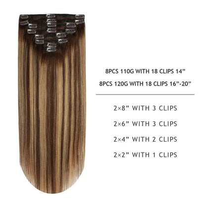 Human Hair 120G Straight Clip In Extension