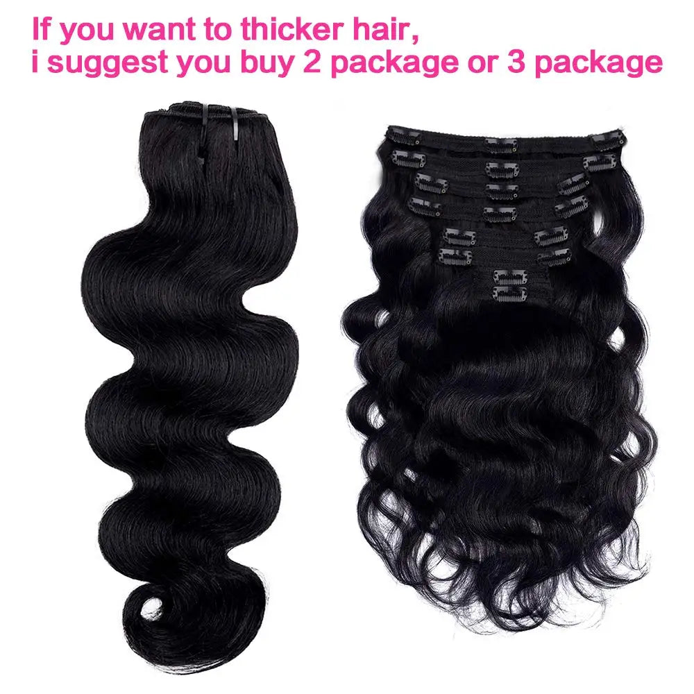 Clip-In Hair Extensions. Body Wave Clip In Hair Extensions