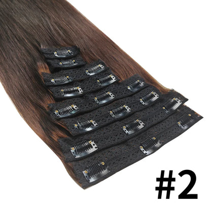 Natural Straight Clip In Hair Extensions 
100% Real Human Hair Extensions 12-26 Inch Color 
#1B Black 120g For Salon High Quality