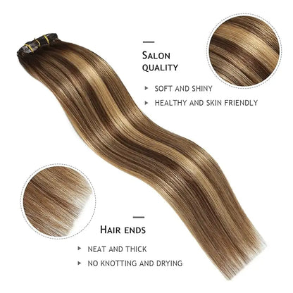 Human Hair 120G Straight Clip In Extension