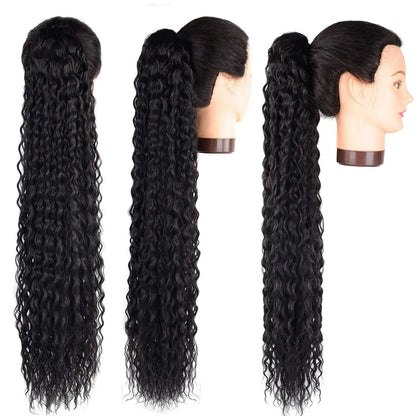 Hair Extensions. 16-26 Inches Deep Wave Drawstring Hair Extensions