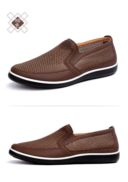 2024 Men'S Casual Shoes,Men Summer Style Mesh Flats for Men Loafer Creepers Casual High-End  Shoes Very Comfortable Size:38-44