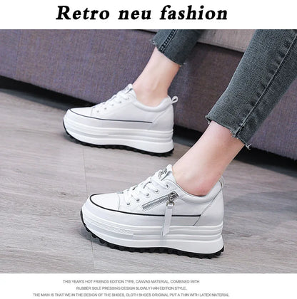 Fujin 7cm Genuine Leather Women Casual Shoes 7cm Platform Wedge Female Women Fashion Sneakers Chunky Spring Autumn Shoes Summer