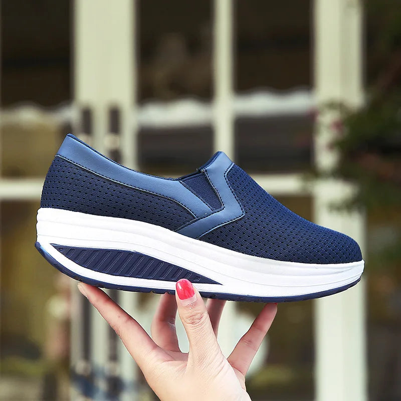 2024 Women Breathable Mesh Shoes Fashion Platform Wedges Sneakers Female Outdoor Running Shoes Vulcanized Shoes Zapatillas Mujer