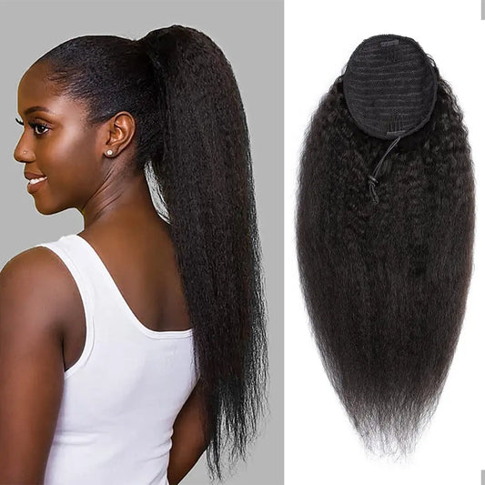 Drawstring Kinky Straight Human Hair