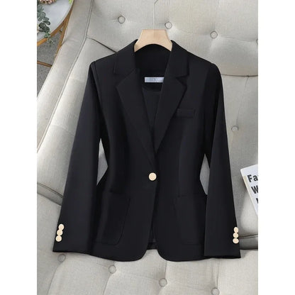 Coffee Black Long Sleeve Single Button Coat