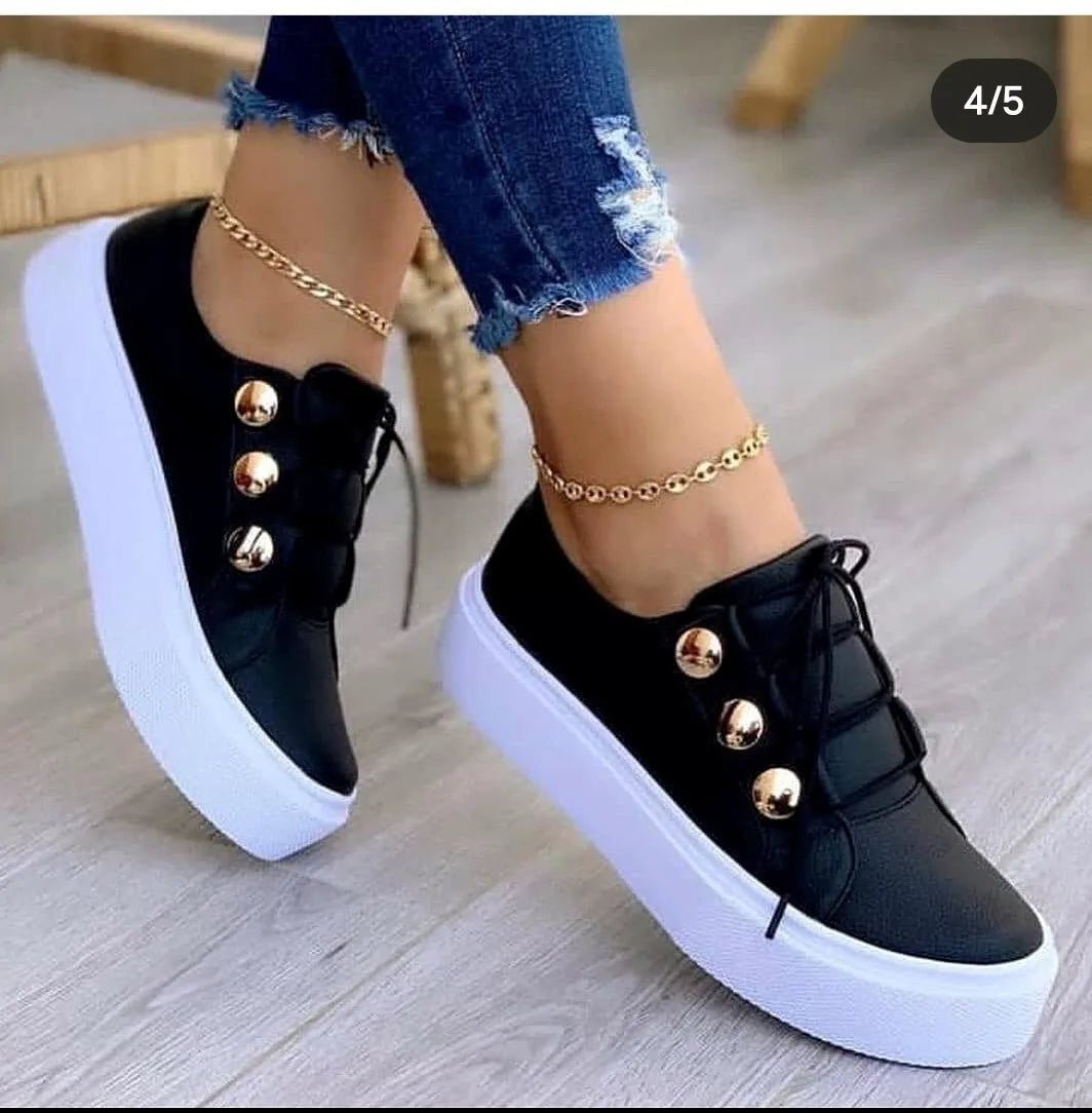 2024 Women Casual Sneakers Woman Fashion Spring Leather PU Sneakers Female Platform Vulcanize Shoes Zapatillas De Mujer