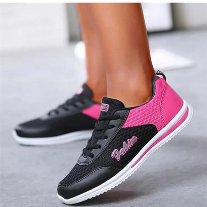 Breathable 2024 New Sneakers For Women Fashion Solid Color Soft Women Sneakers Mesh Fabric Lace Up Female Footwear Ladies Shoes