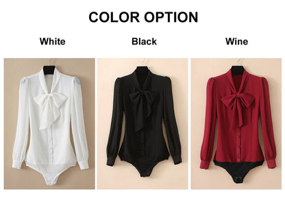 Black Chiffon Bodysuits for Women