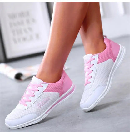 Breathable 2024 New Sneakers For Women Fashion Solid Color Soft Women Sneakers Mesh Fabric Lace Up Female Footwear Ladies Shoes