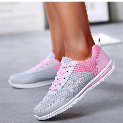 Breathable 2024 New Sneakers For Women Fashion Solid Color Soft Women Sneakers Mesh Fabric Lace Up Female Footwear Ladies Shoes