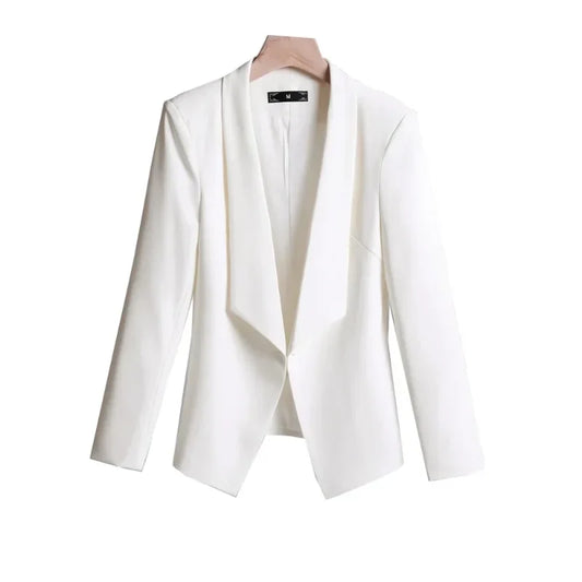 White Black Khaki Solid Ladies Blazer