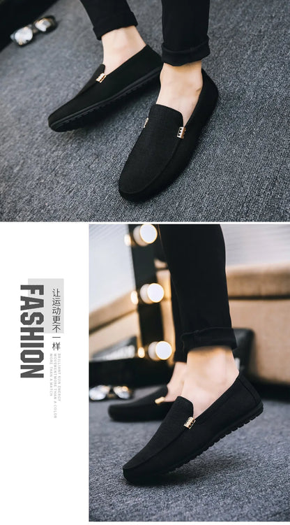 Black Loafers for Men.
Soft Bottom Casual Shoes. Classic Comfort Moccasins Shoes 
Man Flat Driving Shoes Light For Walking.