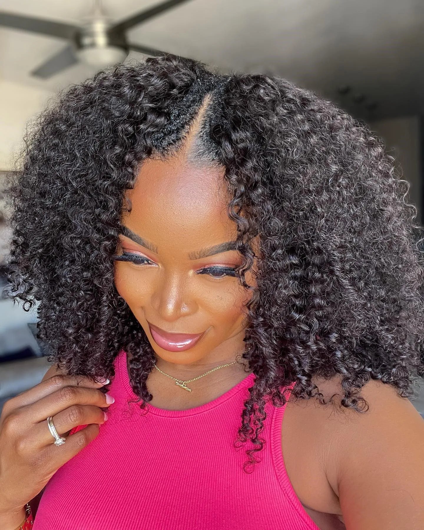 Kinky Curly V Part Wig