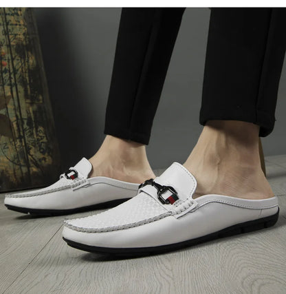 Luxury Brand Designer Summer Shoes,
Genuine Leather Casual Slip On Half Shoes. Men LoafersFlats