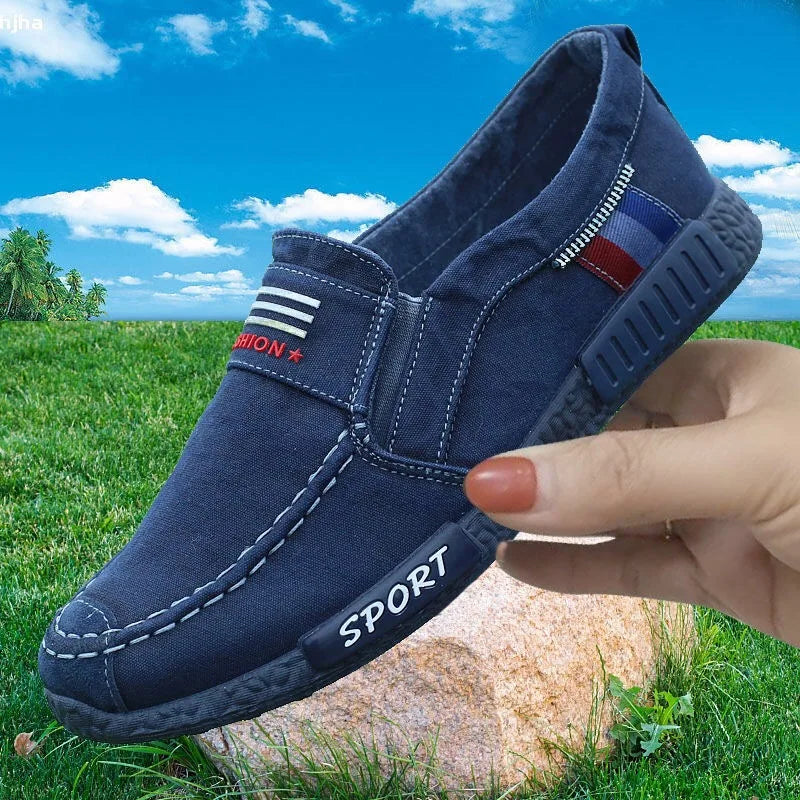 Fashion Men Canvas Shoes Male Summer Casual Denim Shoes Mens Vulcanize Sneakers Slip on Loafers Driving Moccasin Chaussure Homme