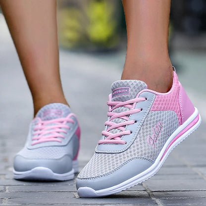 Breathable 2024 New Sneakers For Women Fashion Solid Color Soft Women Sneakers Mesh Fabric Lace Up Female Footwear Ladies Shoes