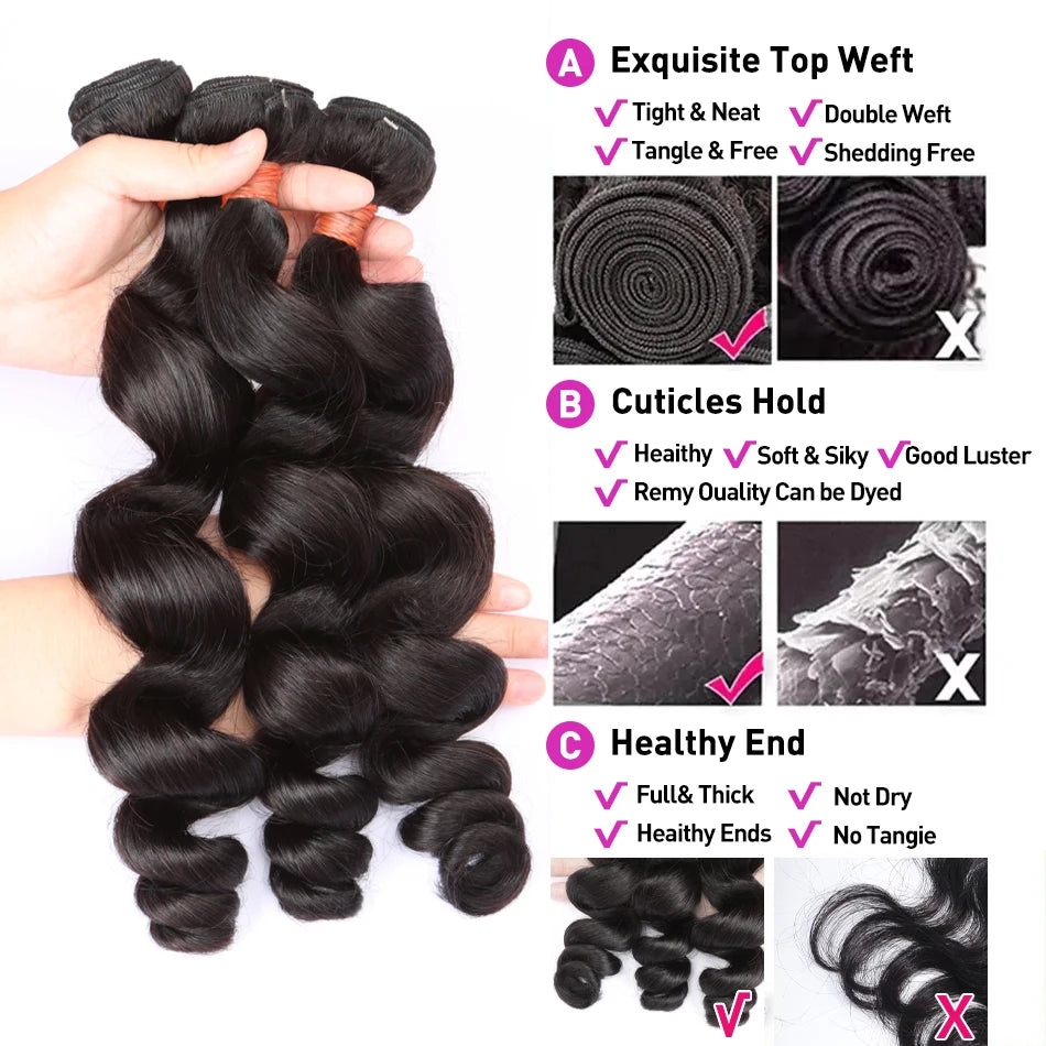 Human Hair. 30 32 40 Inches Double Weft Human Hair