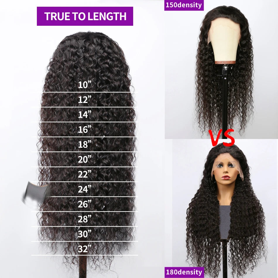 250 Density 13x6 HD Water Curly Glue less Lace Frontal