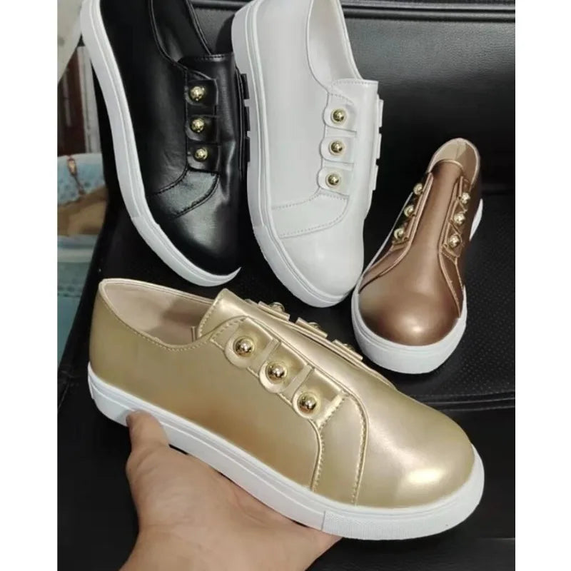 2024 Women Casual Sneakers Woman Fashion Spring Leather PU Sneakers Female Platform Vulcanize Shoes Zapatillas De Mujer