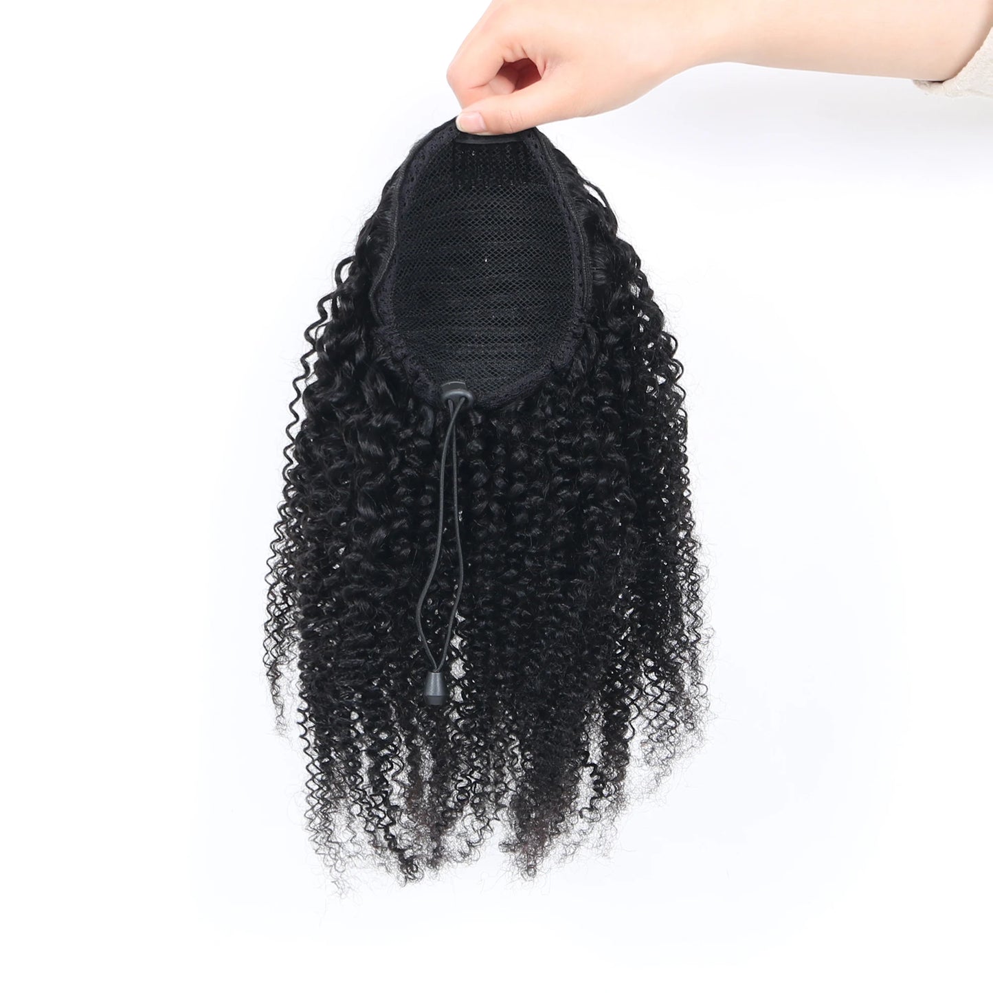 Curly Human Hair Clip in Drawstring Ponytail Wig