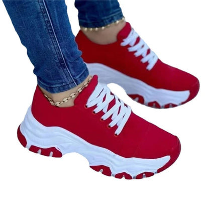 2023 New Women Sneakers Fashion Platform Lace Up Casual Sports Shoes Comfortable Running Ladies Vulcanized Shoes Female Footwear