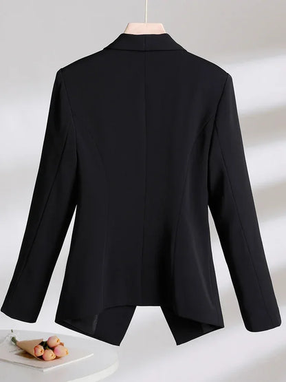 White Black Khaki Solid Ladies Blazer