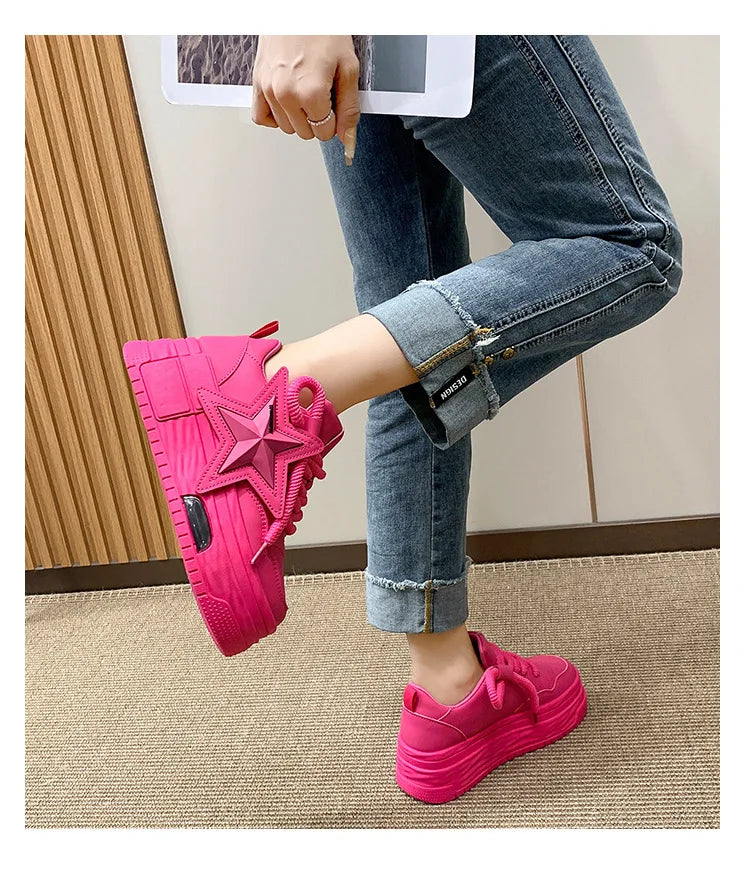 Comemore Women's Sports Shoes 2024 Autumn Comfortable Fashion White Female Thick Bottom Skateboard Shoe Women Casual Sneakers