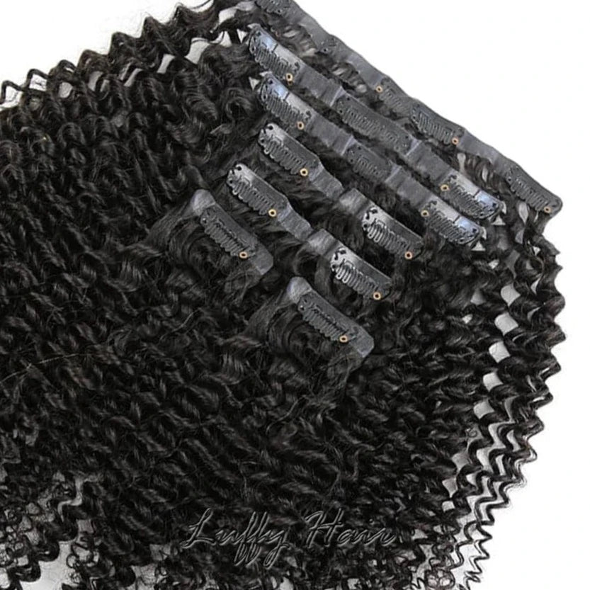 Clip-Ins Hair Extensions. Kinky Curly Clip In Hair Extensions