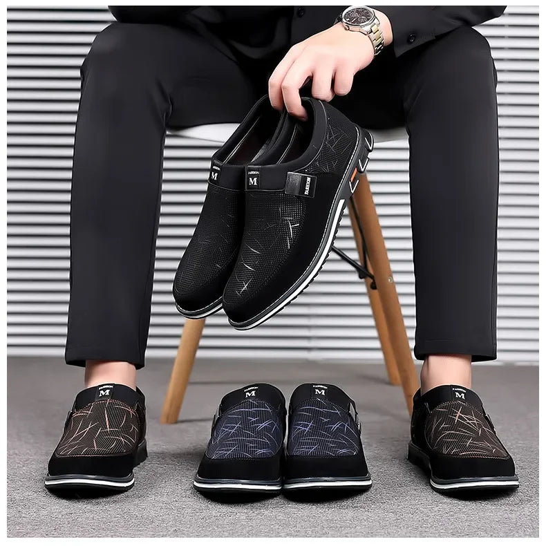 Black Casual Shoes for Men 
Classic Leather, Elegant, Mens Stylish Soft-soled Shoes. Business Lace-Up Office Men Shoes