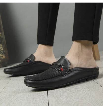 Luxury Brand Designer Summer Shoes,
Genuine Leather Casual Slip On Half Shoes. Men LoafersFlats