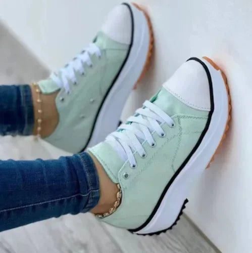 2024 New Fashion Women's Canvas Vulcanize Shoes Plus Size Sneakers Female Platform Sport Shoes Lace Up Tennis Shoes Size 43