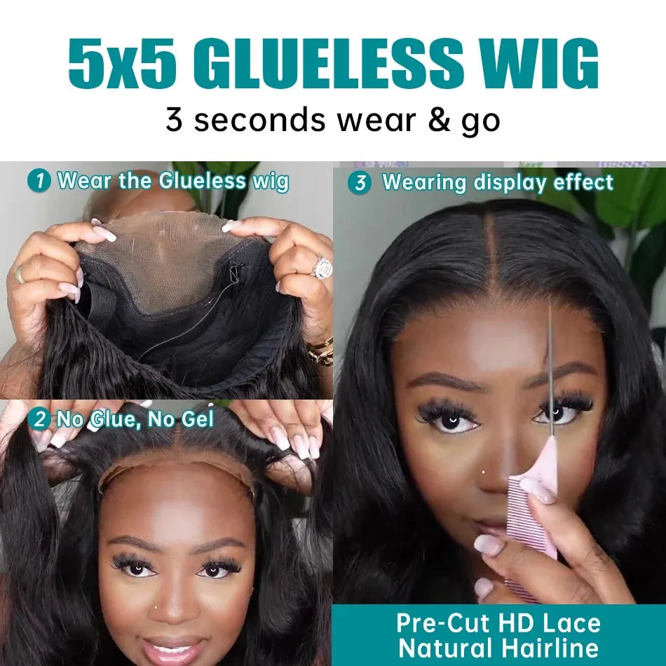 Bob HD Straight 5X5 Glue Less Wig