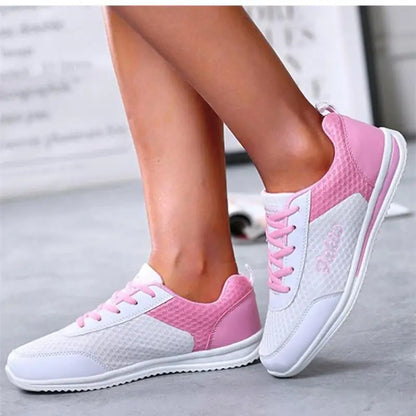 Breathable 2024 New Sneakers For Women Fashion Solid Color Soft Women Sneakers Mesh Fabric Lace Up Female Footwear Ladies Shoes