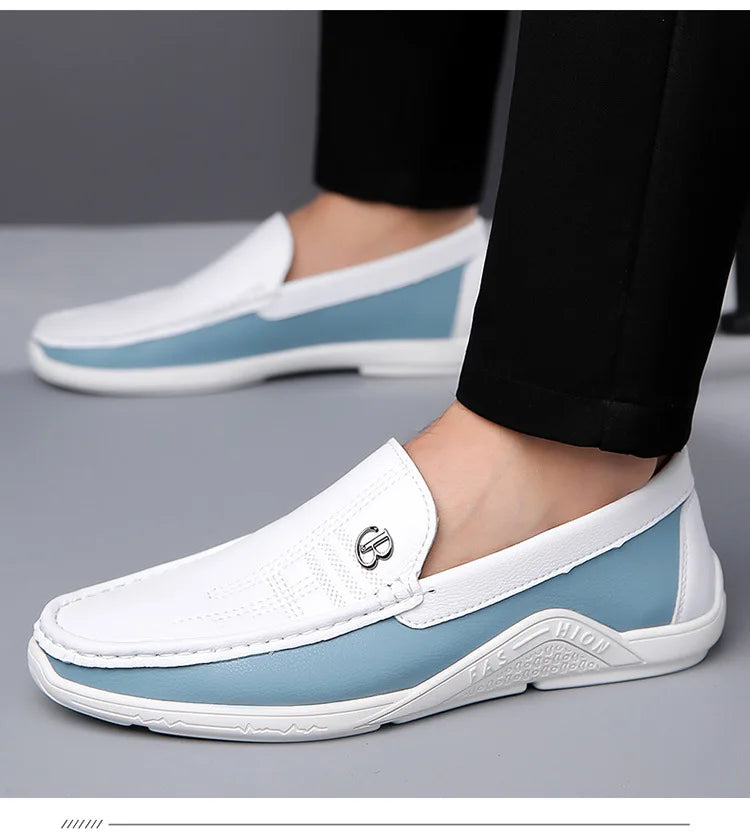 Mens Leather Shoes 2024 Casual Slip on Formal Dress Loafers Breathable Soft Flats for Male Non Slip Driving Office Work Shoes