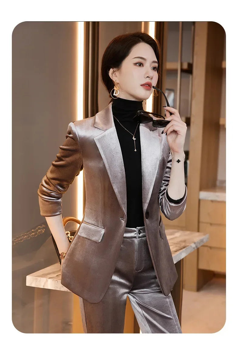 Velvet Formal Women Blazer Jacket