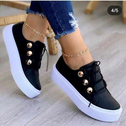 2024 Women Casual Sneakers Woman Fashion Spring Leather PU Sneakers Female Platform Vulcanize Shoes Zapatillas De Mujer