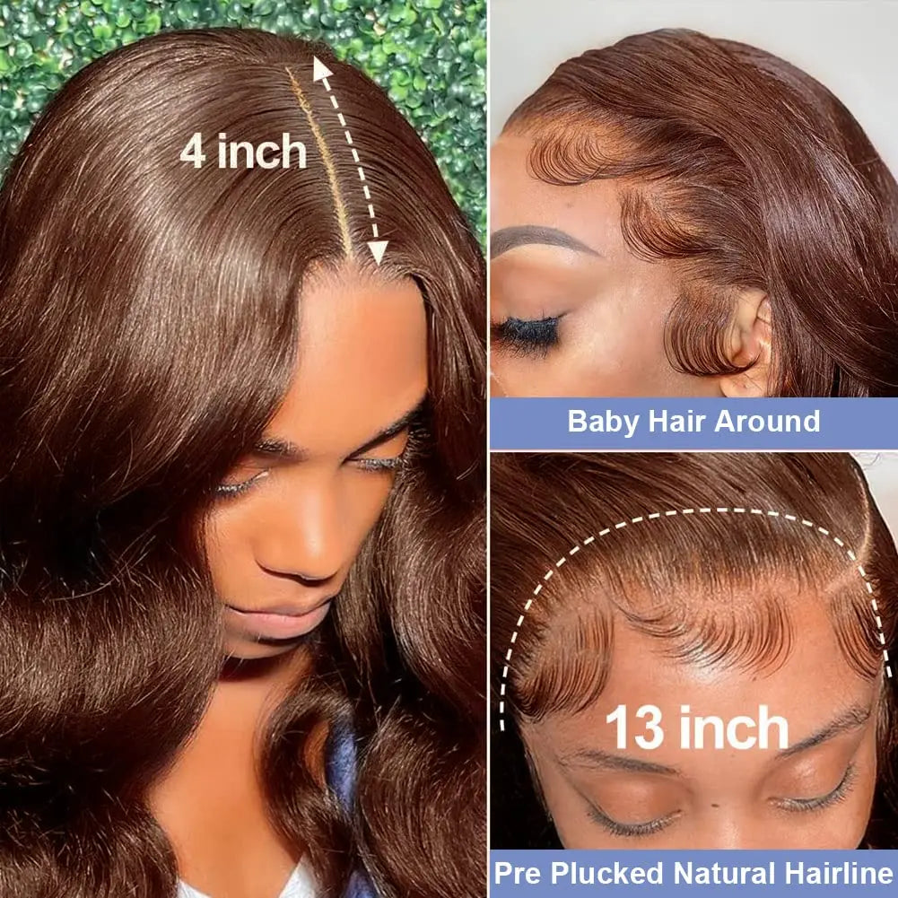 Glue less Brazilian Brown 13x4 Lace Frontal Wigs