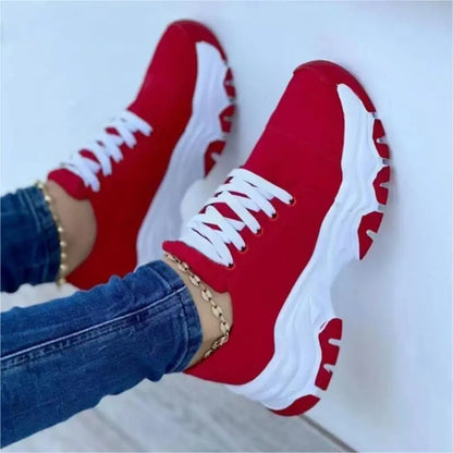 2023 New Women Sneakers Fashion Platform Lace Up Casual Sports Shoes Comfortable Running Ladies Vulcanized Shoes Female Footwear