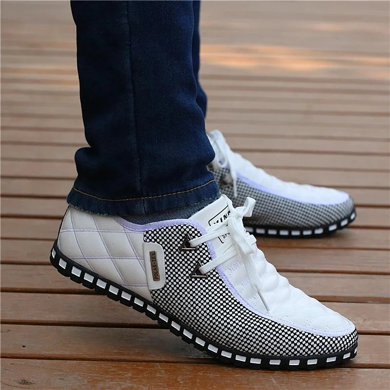 Breathable Light Weight White Sneakers. 
Driving Shoes, Autumn Men's Casual Shoes.