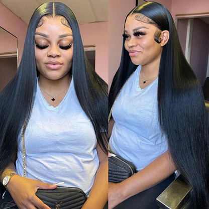 Hair Bundles + Frontal. 28 30 32 Inch Bone Straight 3 4 Bundles With Frontal