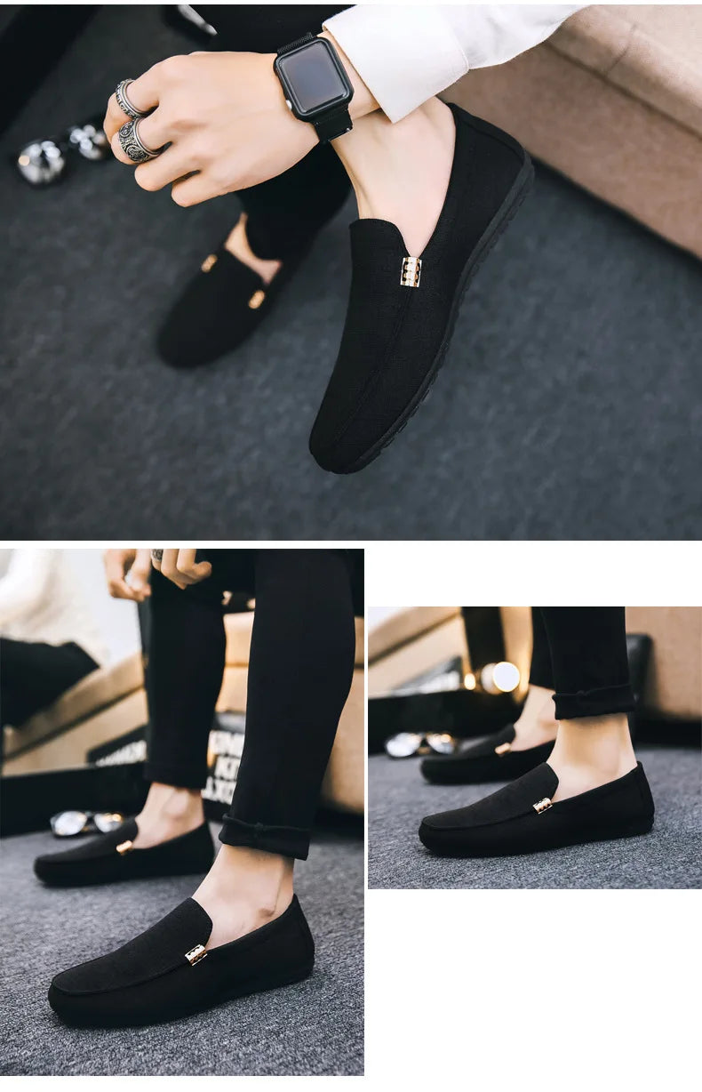 Black Loafers for Men.
Soft Bottom Casual Shoes. Classic Comfort Moccasins Shoes 
Man Flat Driving Shoes Light For Walking.