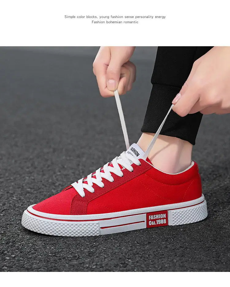 Hot Sale Fashion Red Canvas Shoes Men Classic Low-top Men's Canvas Sneakers Harajuku Hip Hop Skateboard Shoes Men Casual Sneaker