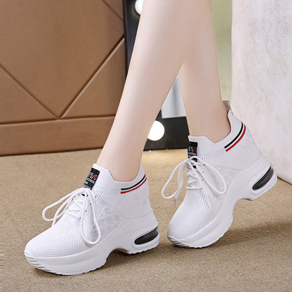 Shoes Womens Sneakers Women's Designer Shoes Tennis Female Woman Fashion Trainers Heels Summer Autumn PU Fabric Retro Lace-Up