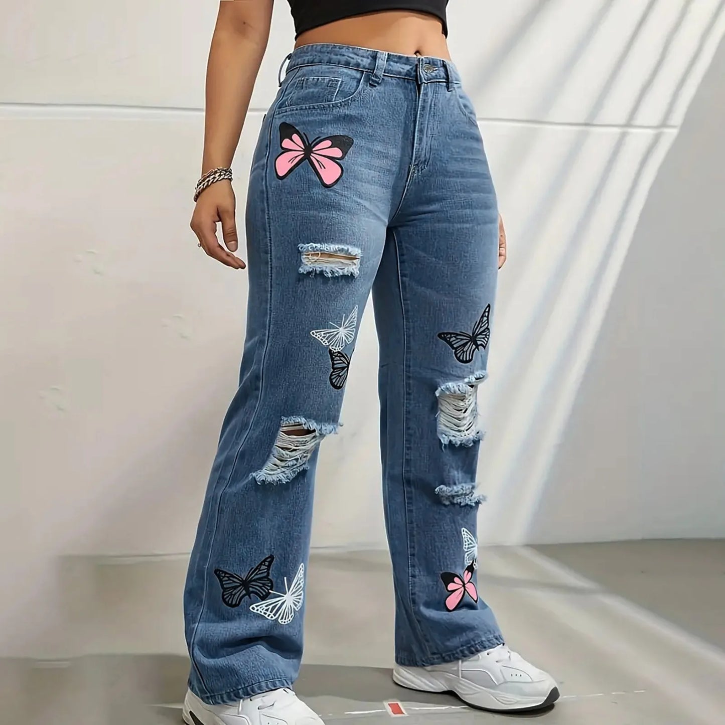 Oversized Boyfriend Plus High Waist Wide Leg Jeans