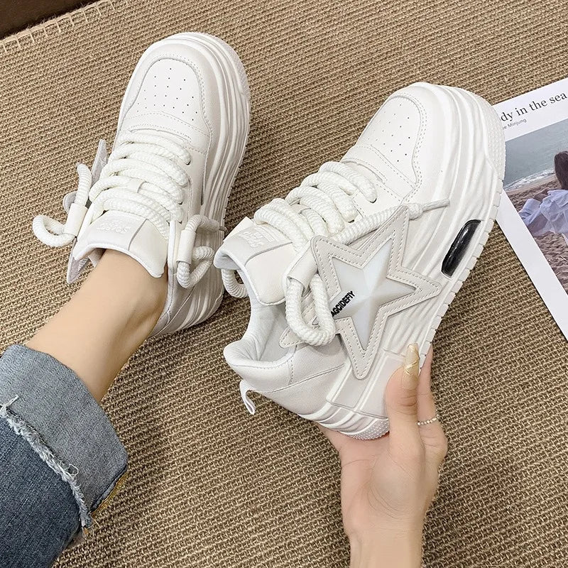 Comemore Women's Sports Shoes 2024 Autumn Comfortable Fashion White Female Thick Bottom Skateboard Shoe Women Casual Sneakers