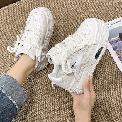 Comemore Women's Sports Shoes 2024 Autumn Comfortable Fashion White Female Thick Bottom Skateboard Shoe Women Casual Sneakers